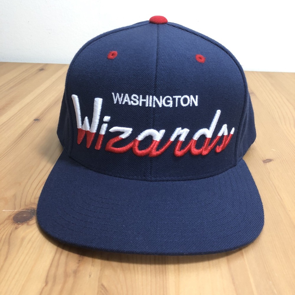 Washington Wizards Mitchell & Ness Hardwood Classics Snapback Hat Navy White NBA